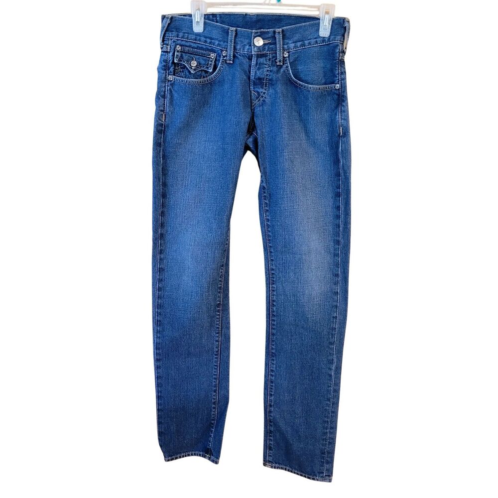 True Religion Blue 5-pocket Jeans 28 Button Fly Vintage Pockets with flaps